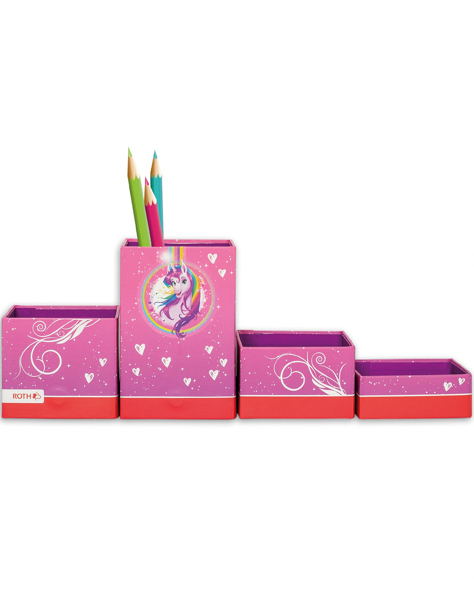 Stiftehalter EINHORN 4er-Set aus Pappe