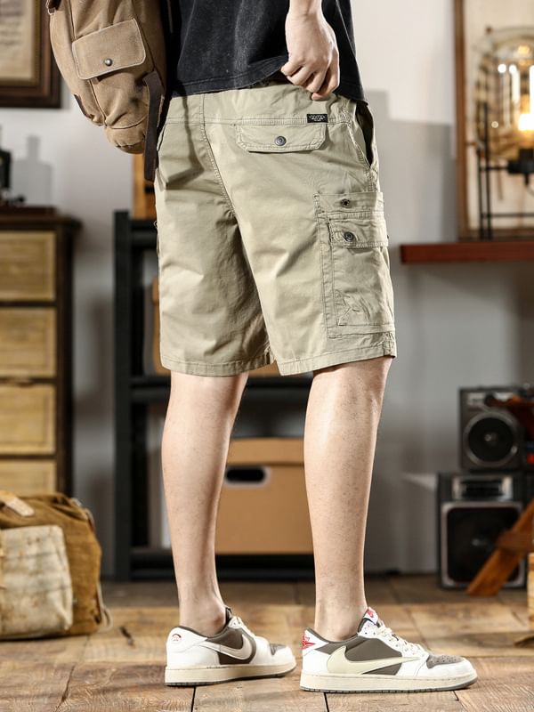 Denimic - Mid Rise Plain Cargo Shorts