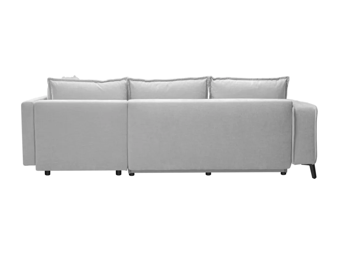 Canapé d'angle gauche convertible en tissu gris clair BALCORIA de Maison Céphy
