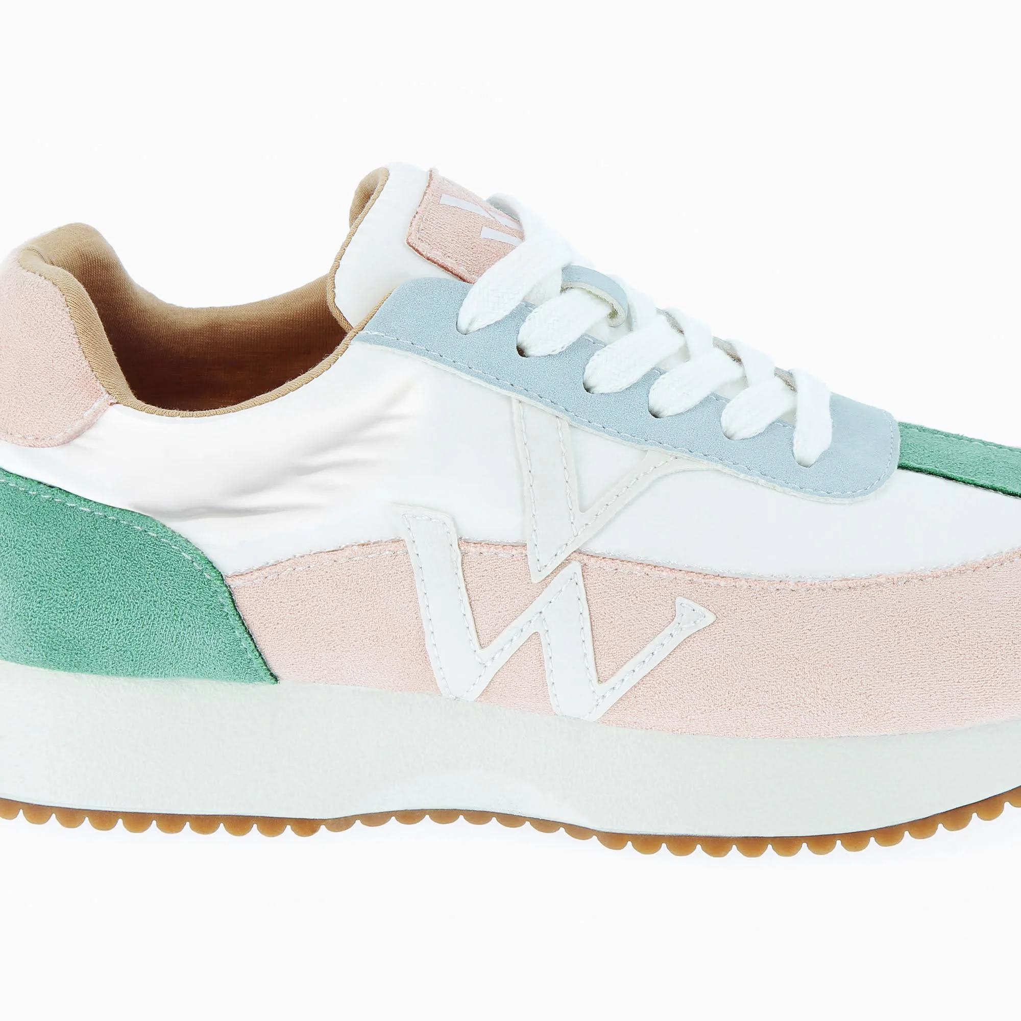 Sneakers-Baskets Rebeca pastel à monogramme blanc