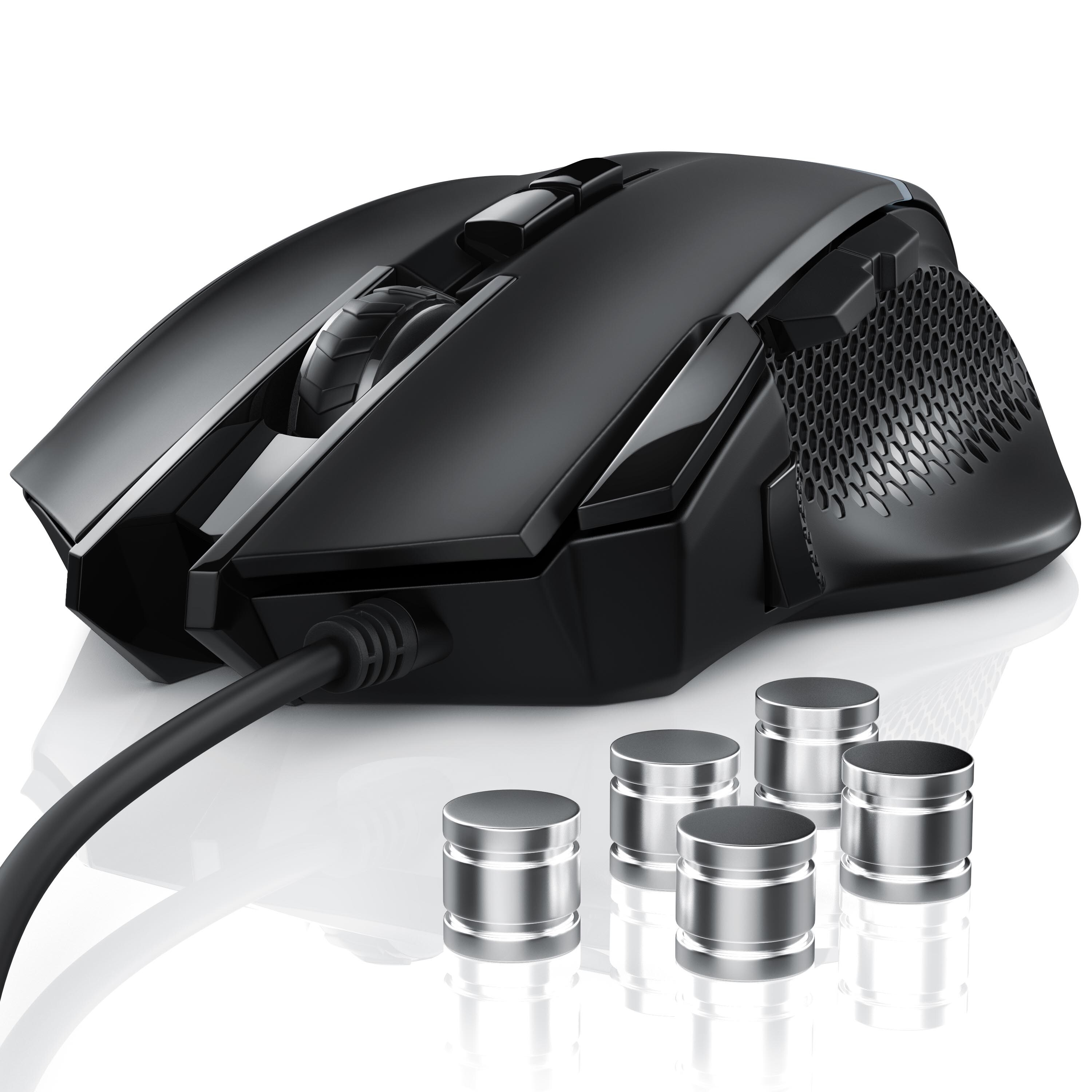 CSL Gaming-Maus kabelgebunden 500 dpi, ergonomisch, 3200 dpi, Abtastrate wählbar, Mouse inkl. Gewichten