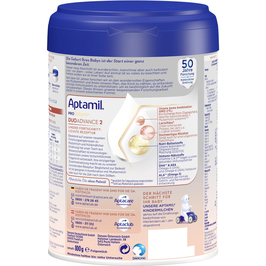 Aptamil Folgemilch Profutura Duo Advance 2 800 g nach dem 6. Monat