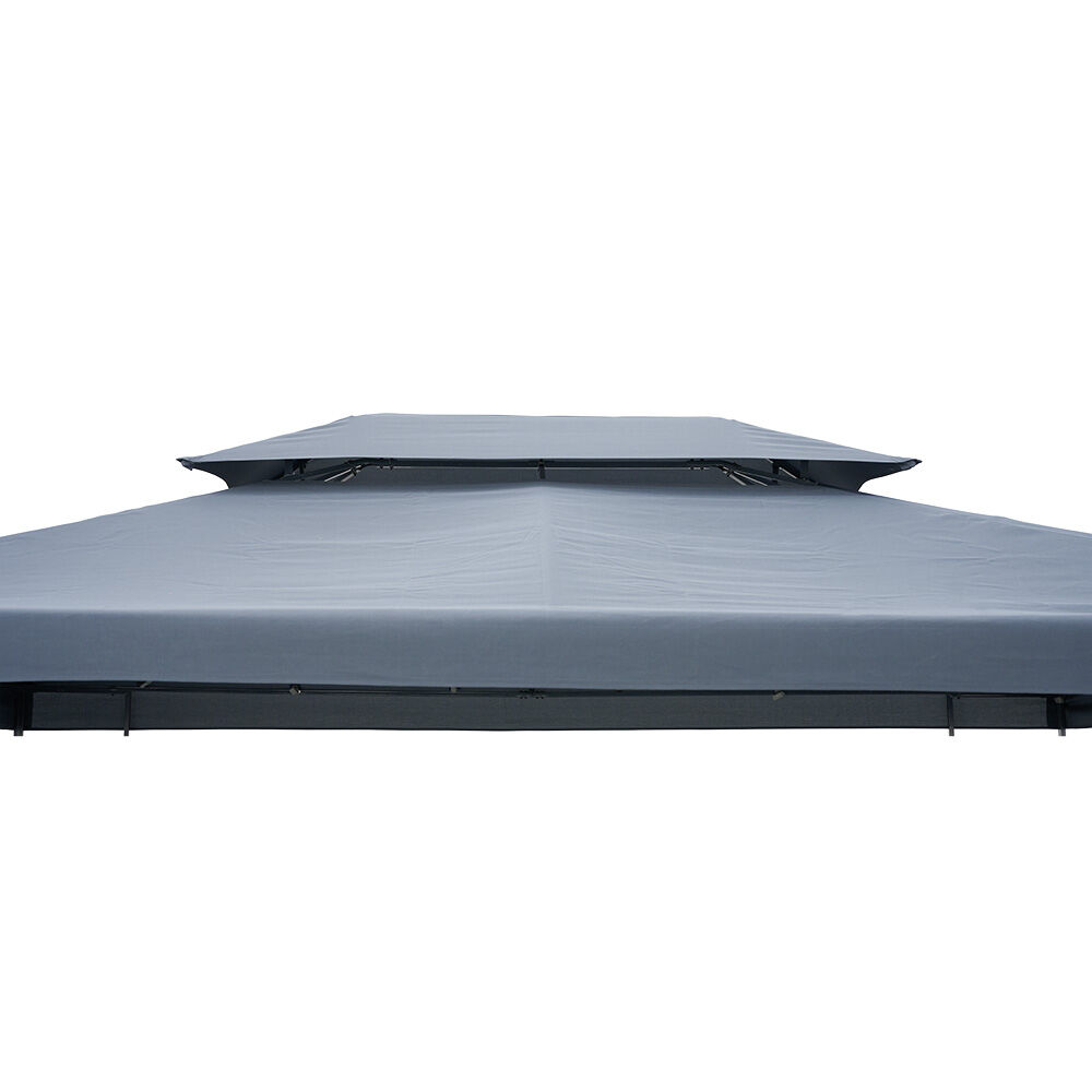 Tonnelle rectangulaire double toit gris 11,6 m²
