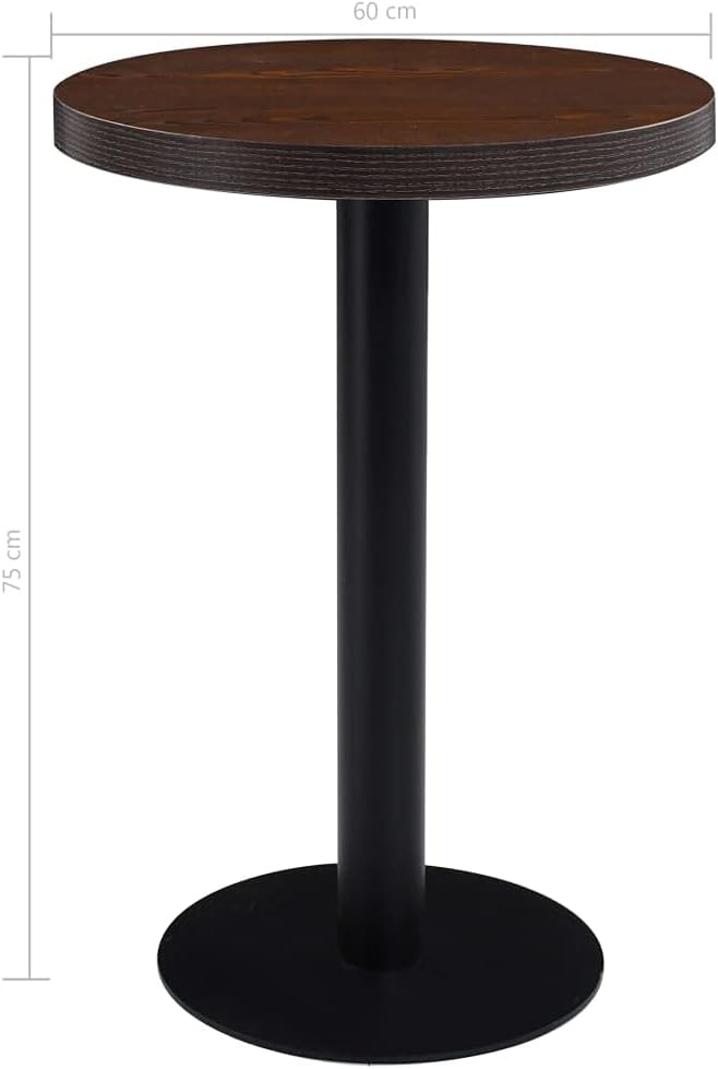 Bistrotisch Dunkelbraun 60 cm MDF Bartisch, Bistrotisch Bartheke für Hausbar, Wohnzimmer und Esszimme