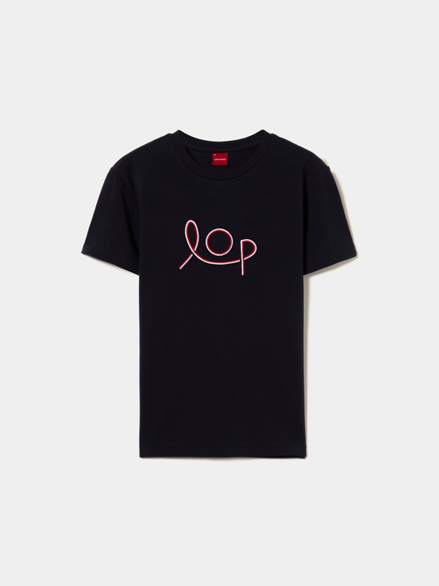 T-shirt manga curta com bordado LOP