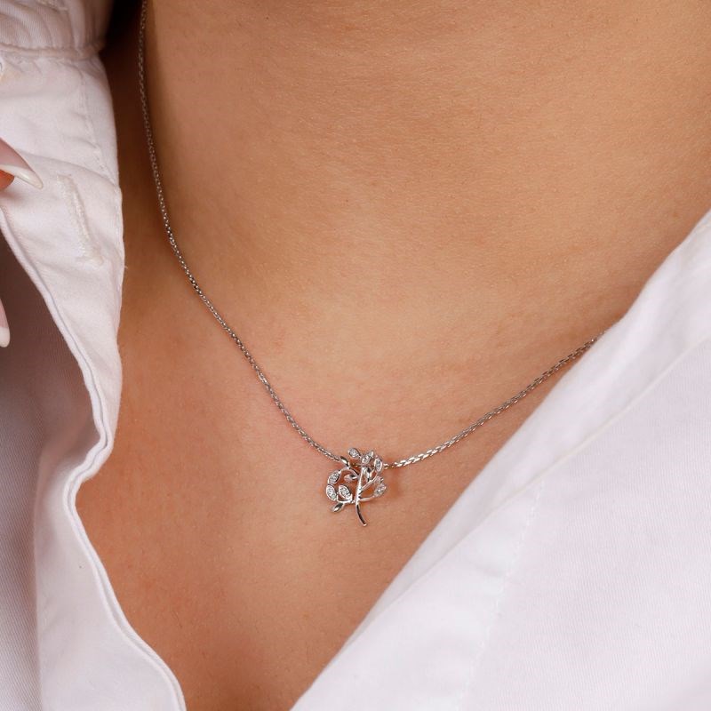 Pendentif Or Blanc 375 et Diamants