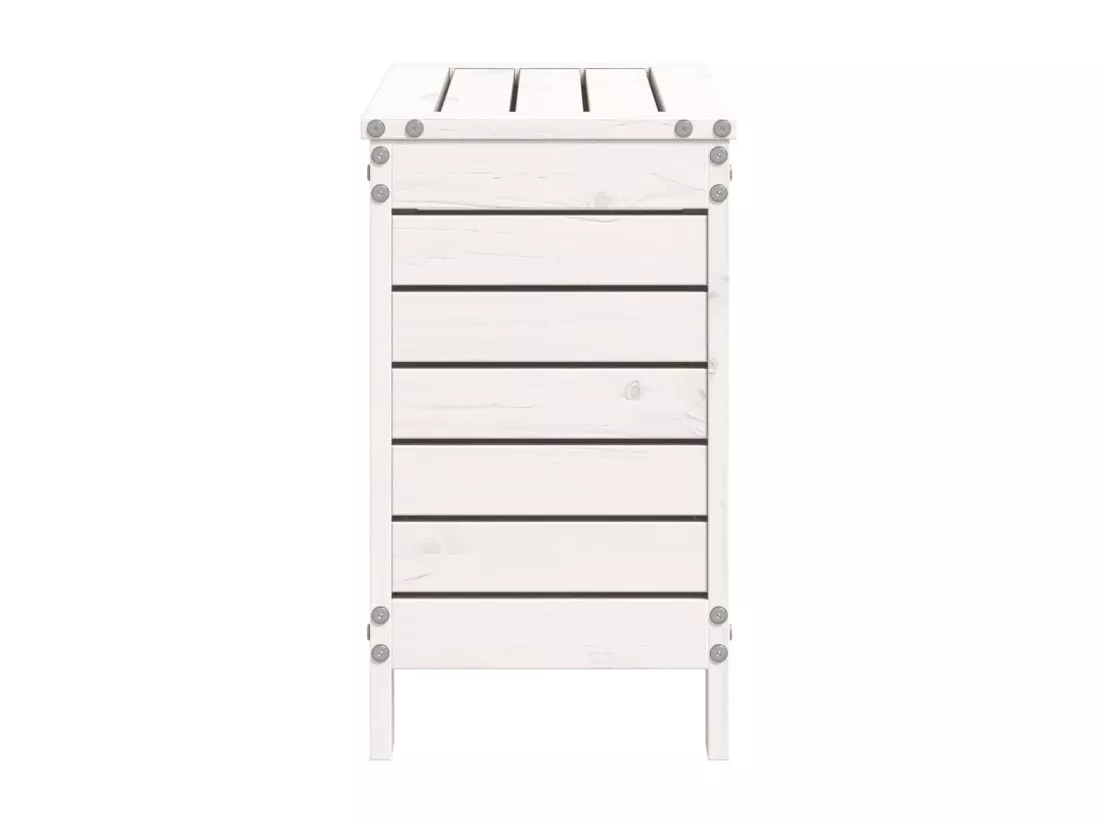 Repose-pied de jardin blanc 62x31,5x52 cm bois de pin massif
