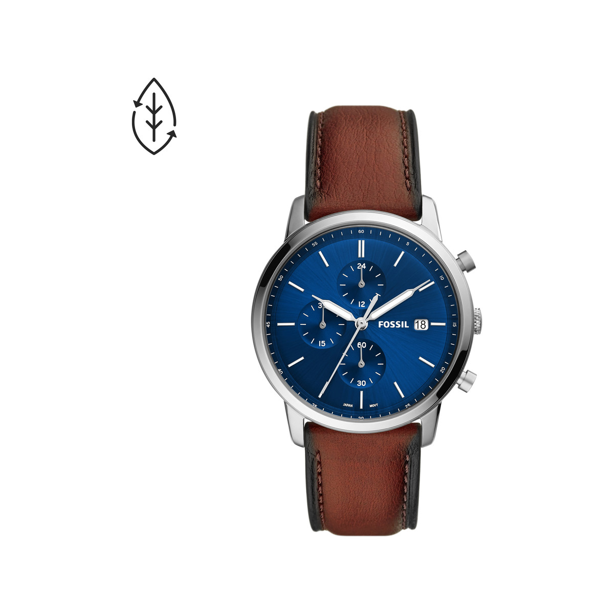 Montre FOSSIL homme chronographe acier bracelet cuir marron