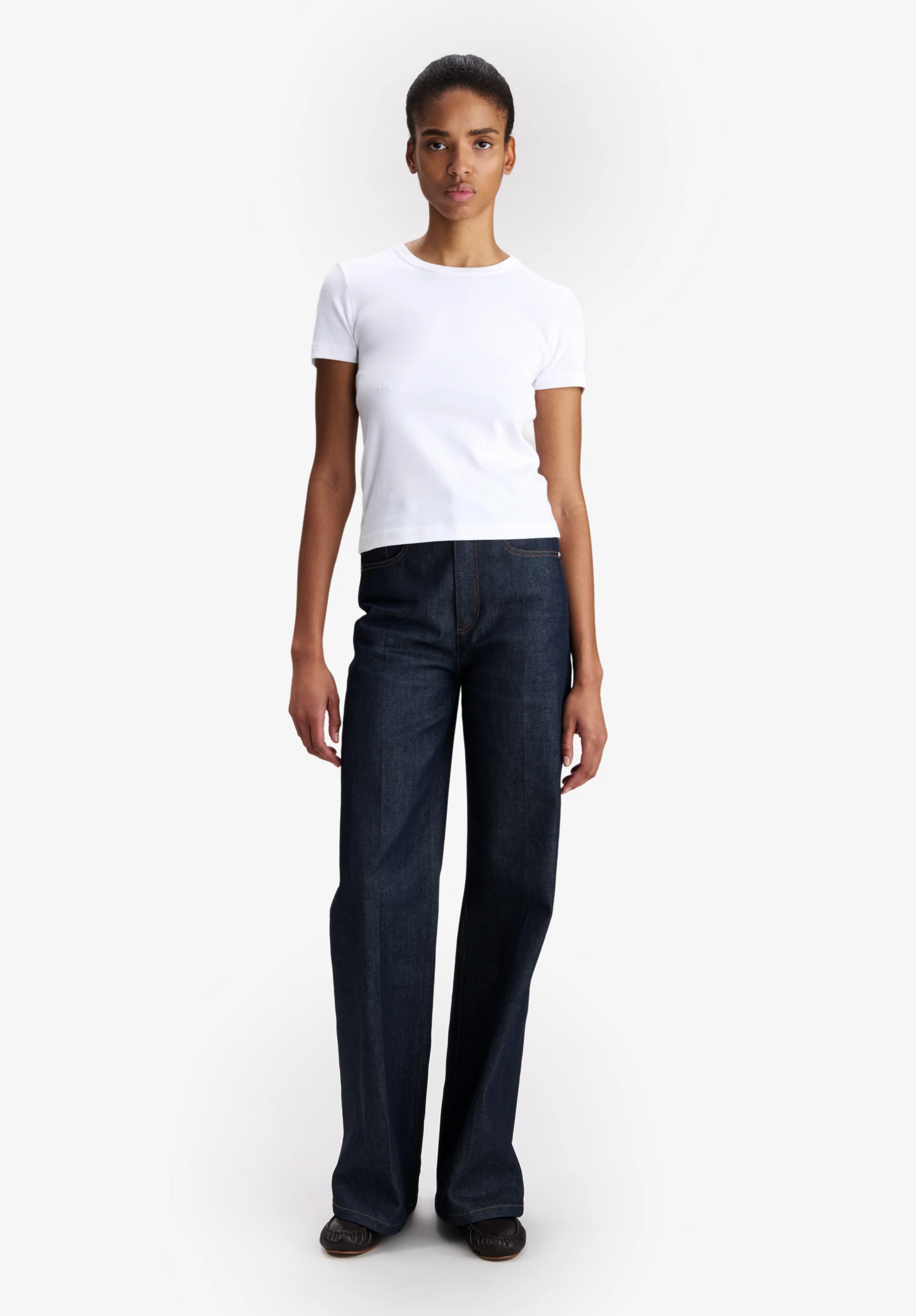 T-shirt ajusté blanc en coton bio - Blanc