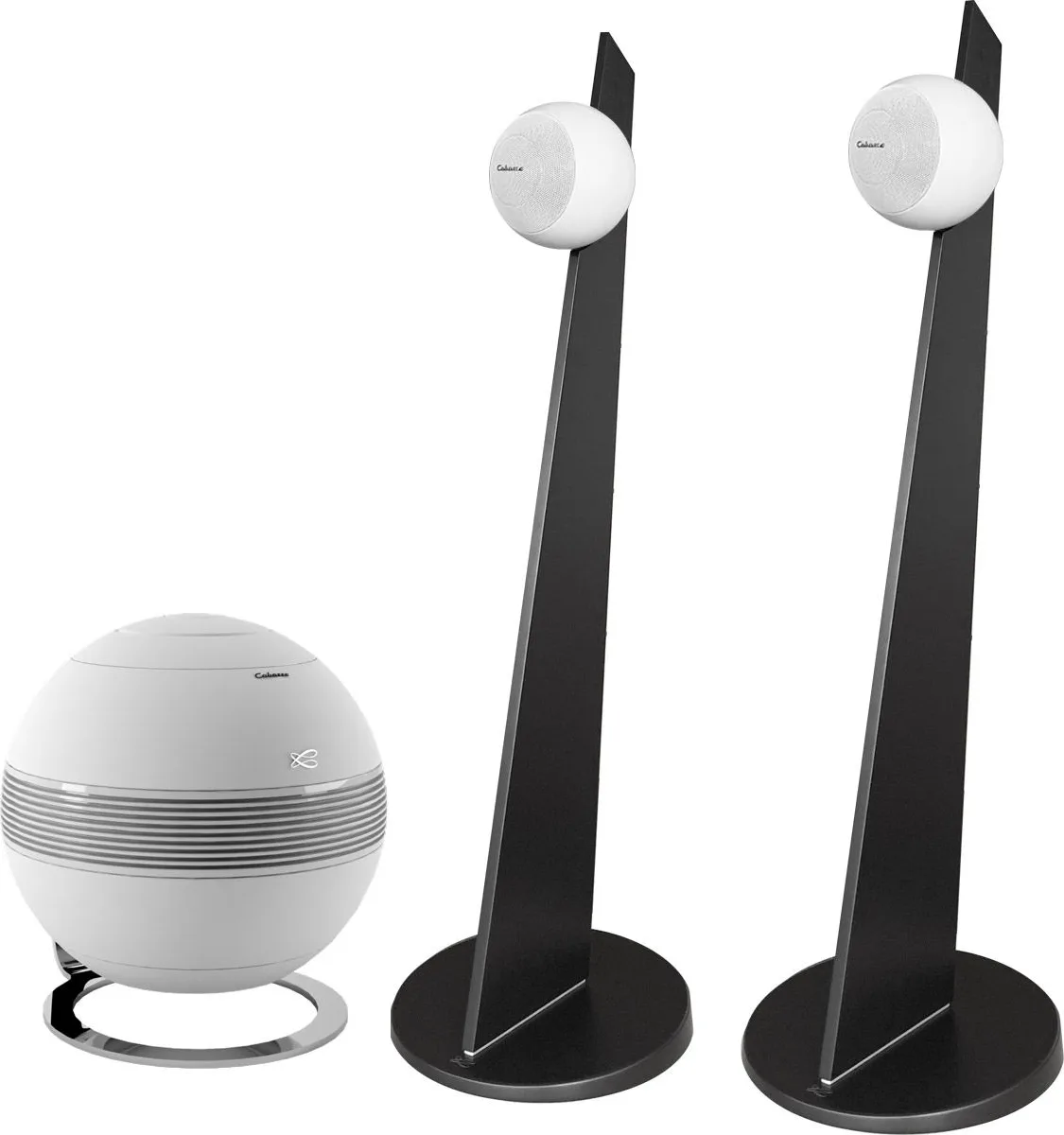 Pearl Sub blanc mat   iO3 Blanc mat sur pied chêne naturel (la paire) Chaînes hi-fi composées
