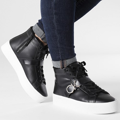 Baskets Femme Flatform Cupsole Lace Up 1667 CK Black
