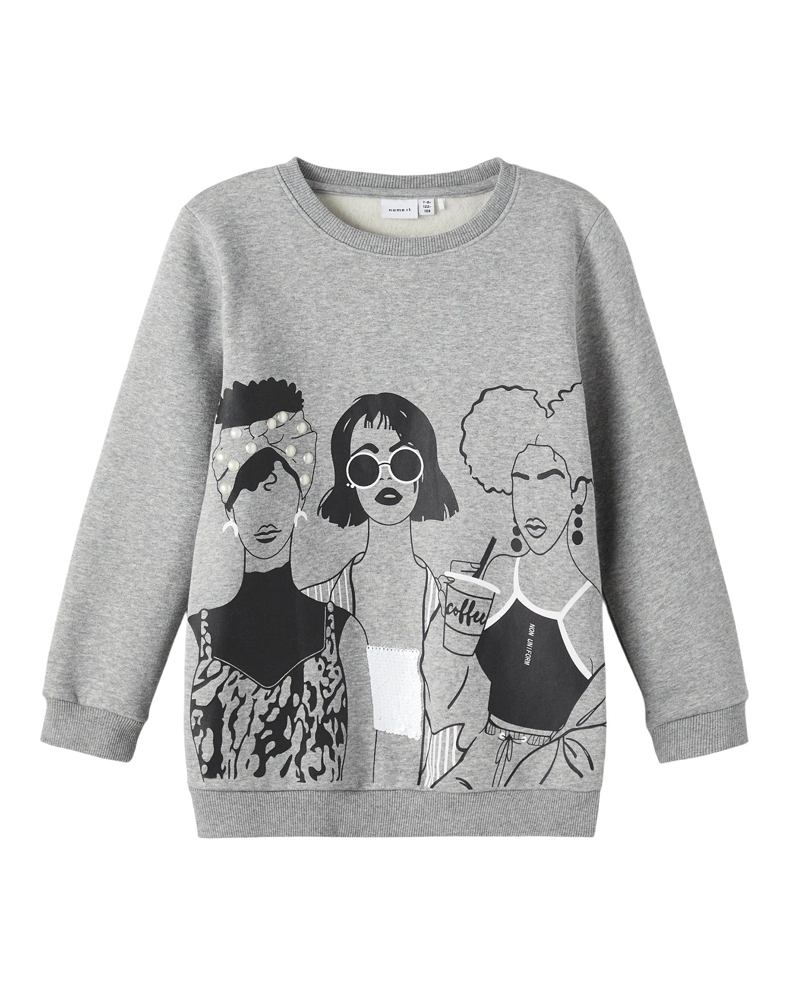 Sweatshirt NKFNAGIRL in grey melange
