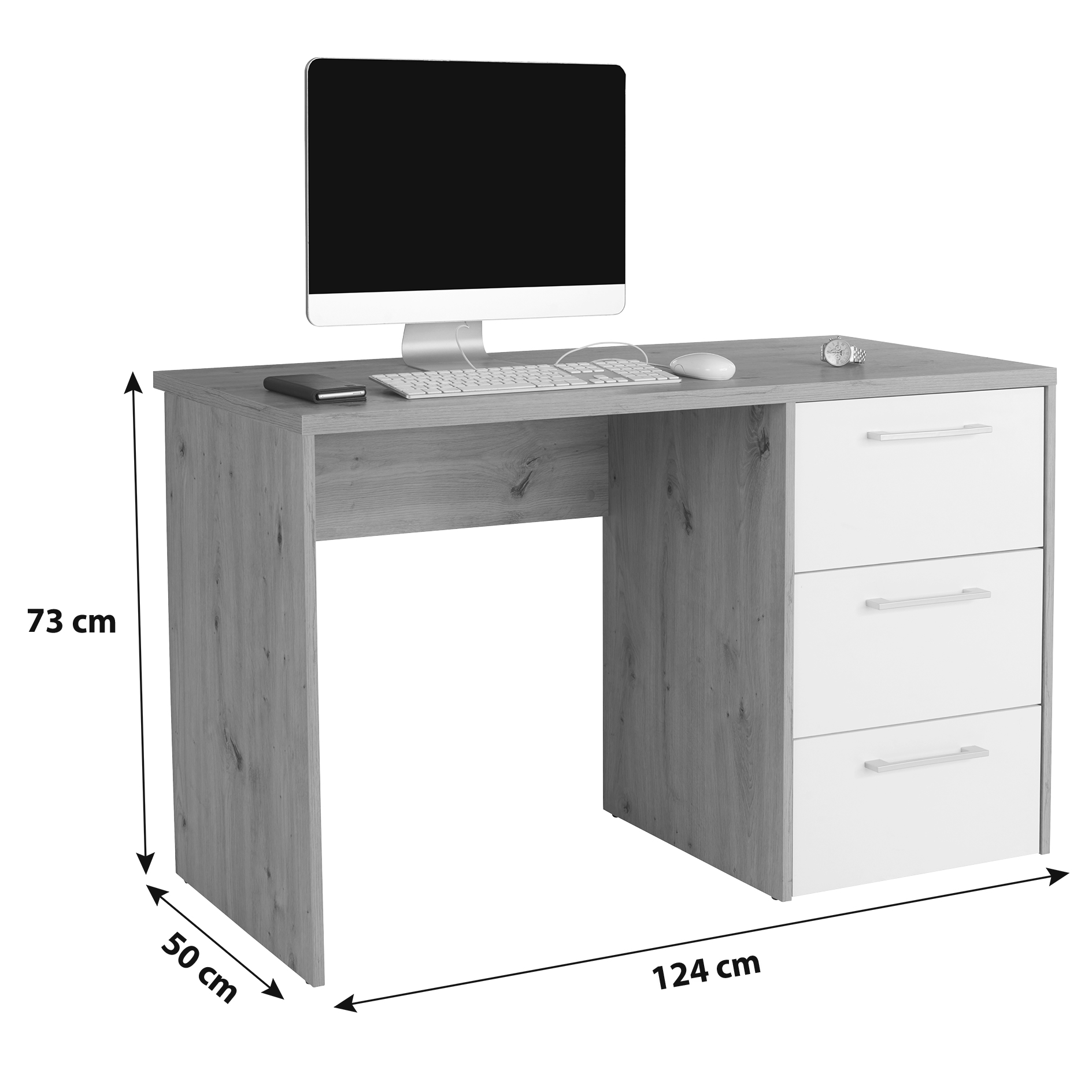Schreibtisch - Artisan Eiche-alpinweiß - 123 cm