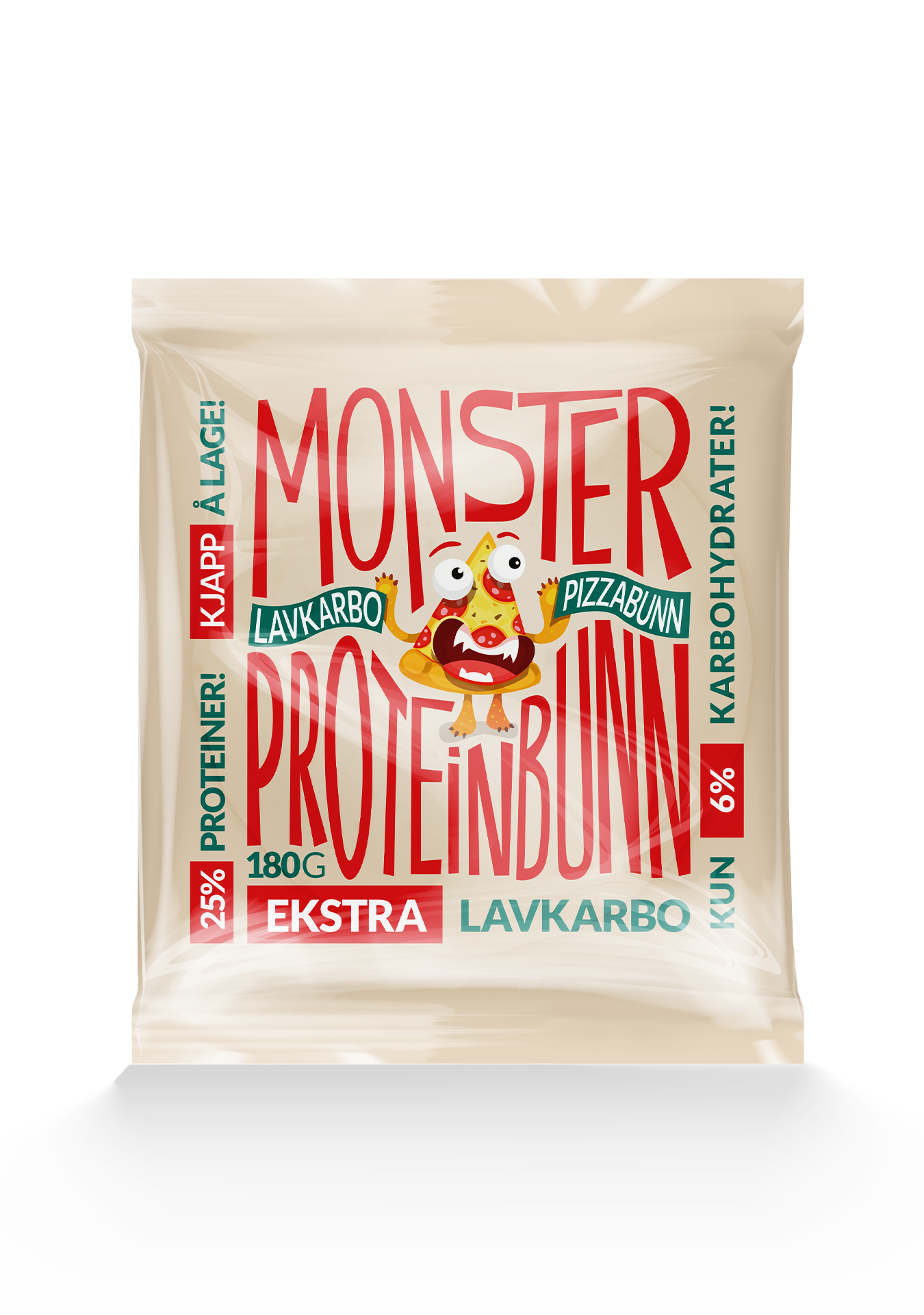 Monster Supersnacks Super-Lavkarbo Pizzabunn 180g (3-pack)