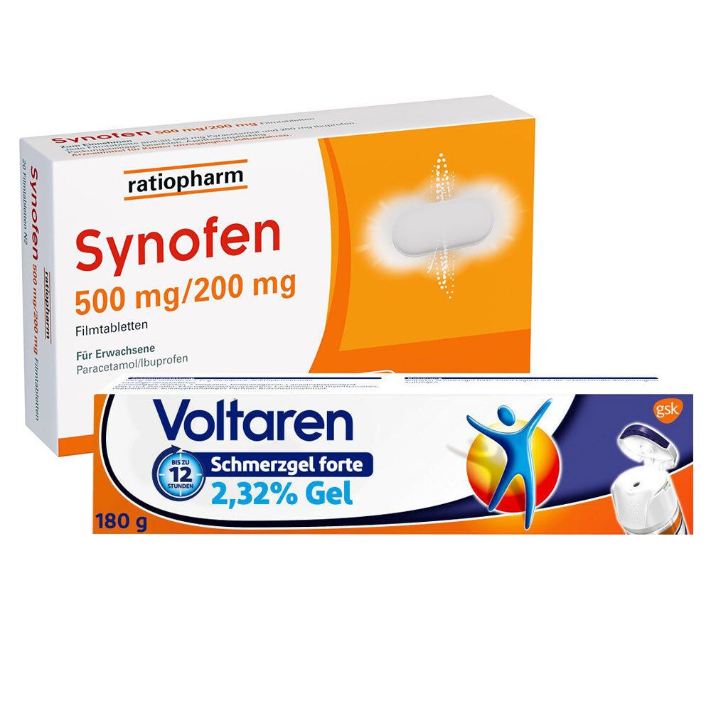Synofen 500 mg/200 mg + Voltaren Schmerzgel forte 2,32 % Gel mit Diclofenac