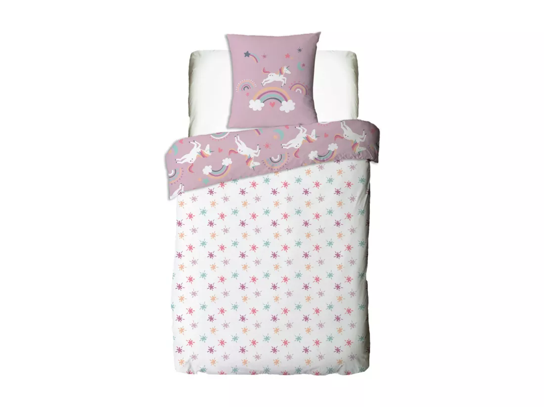 Parure de lit enfant réversible Licorne 140x200cm