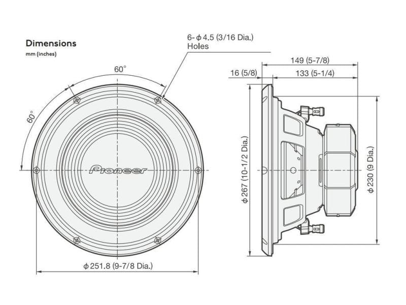 Pioneer Subwoofer TS-A250D4 Subwoofer, Passiv, 15.26 