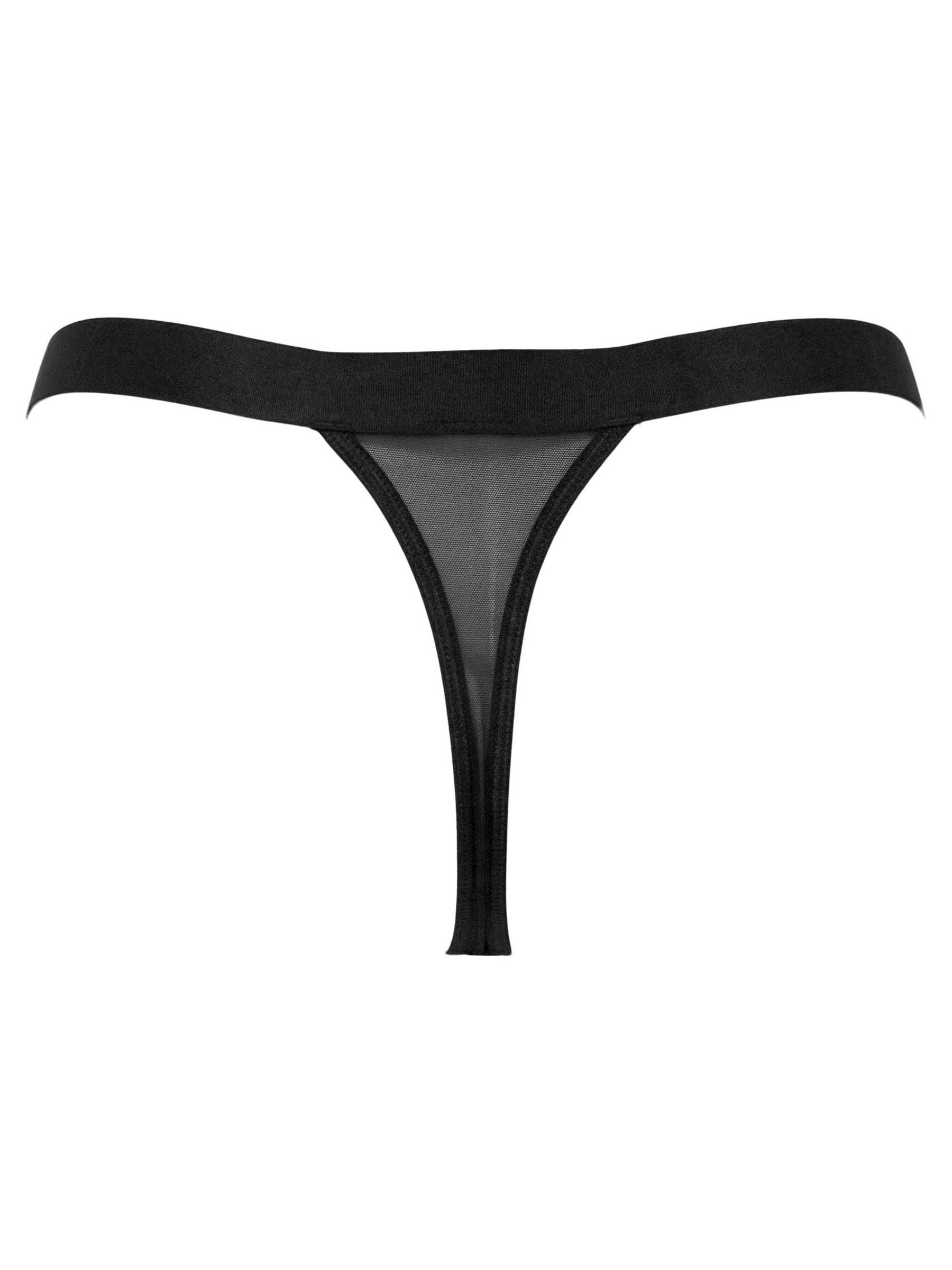 Zwart - Pour Moi India string met borduursel