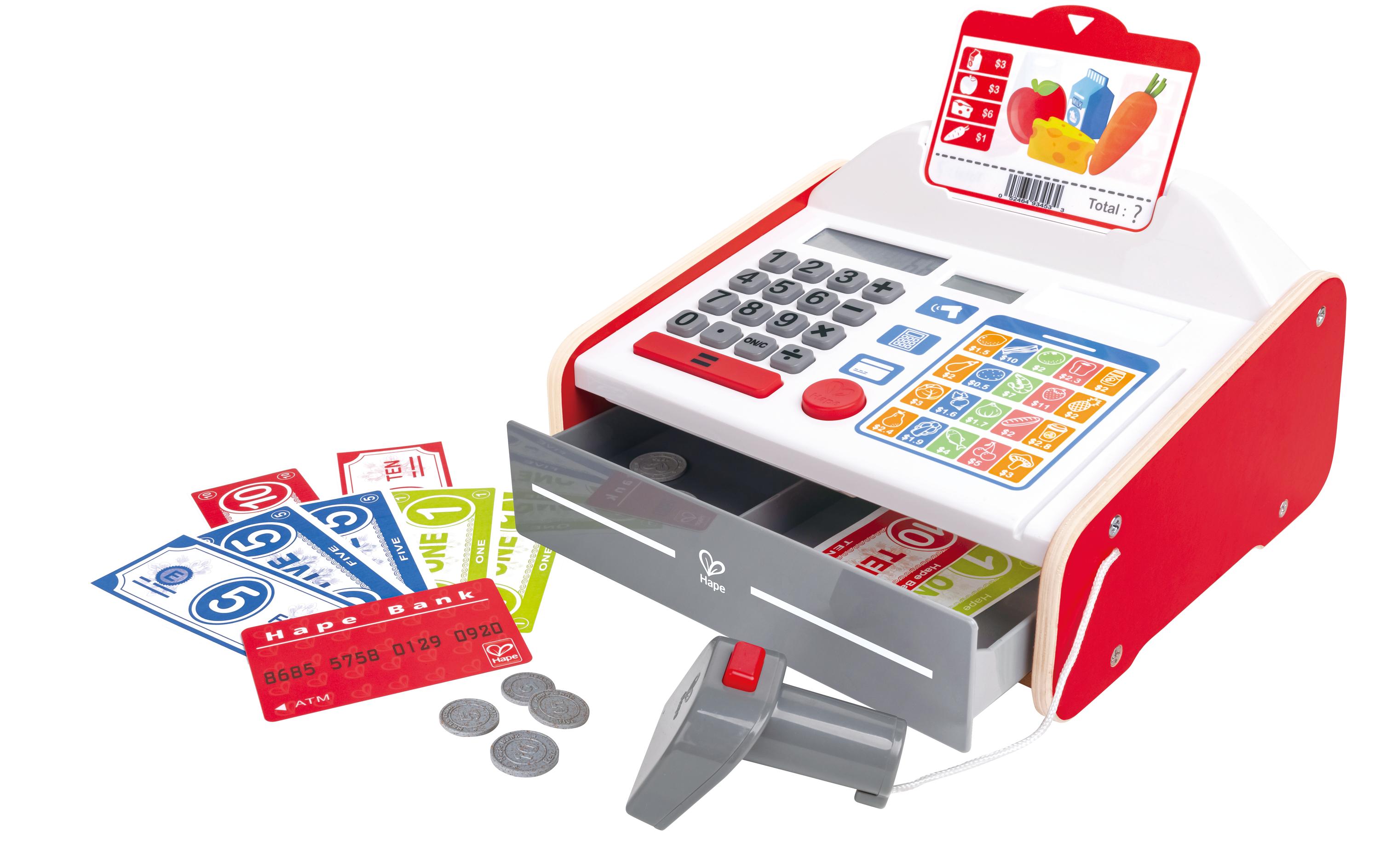 Spielkasse mit SoundSpielkassen-Set mit Licht, Soundeffekten und einem Taschenrechner