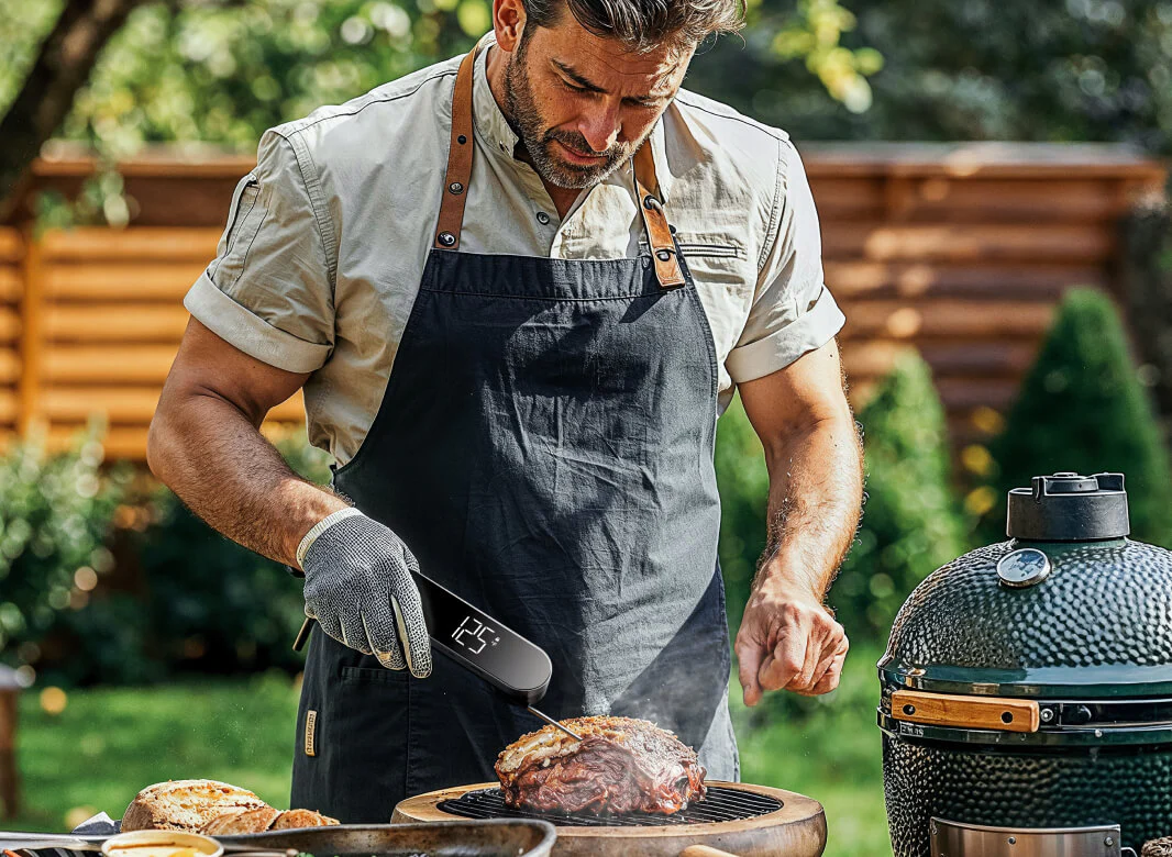 InstaProbe Core Fleisch Thermometer Grill Braten Thermogerät Smartes BBQ Messgerät (10004) - Silber