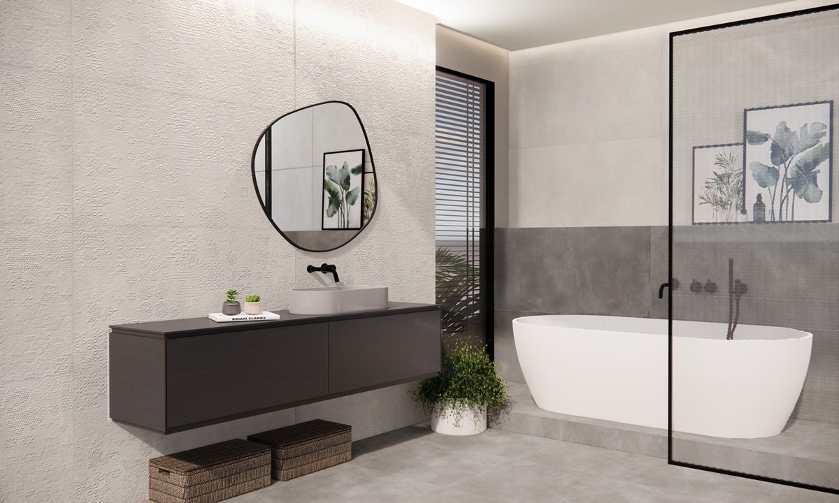 Jabo Beton Cire Bercy Nude wandtegel reliëf beige 60x120cm gerectificeerd