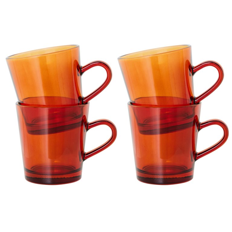 HKliving 70's Glassware koffie mok set van 4 amber brown