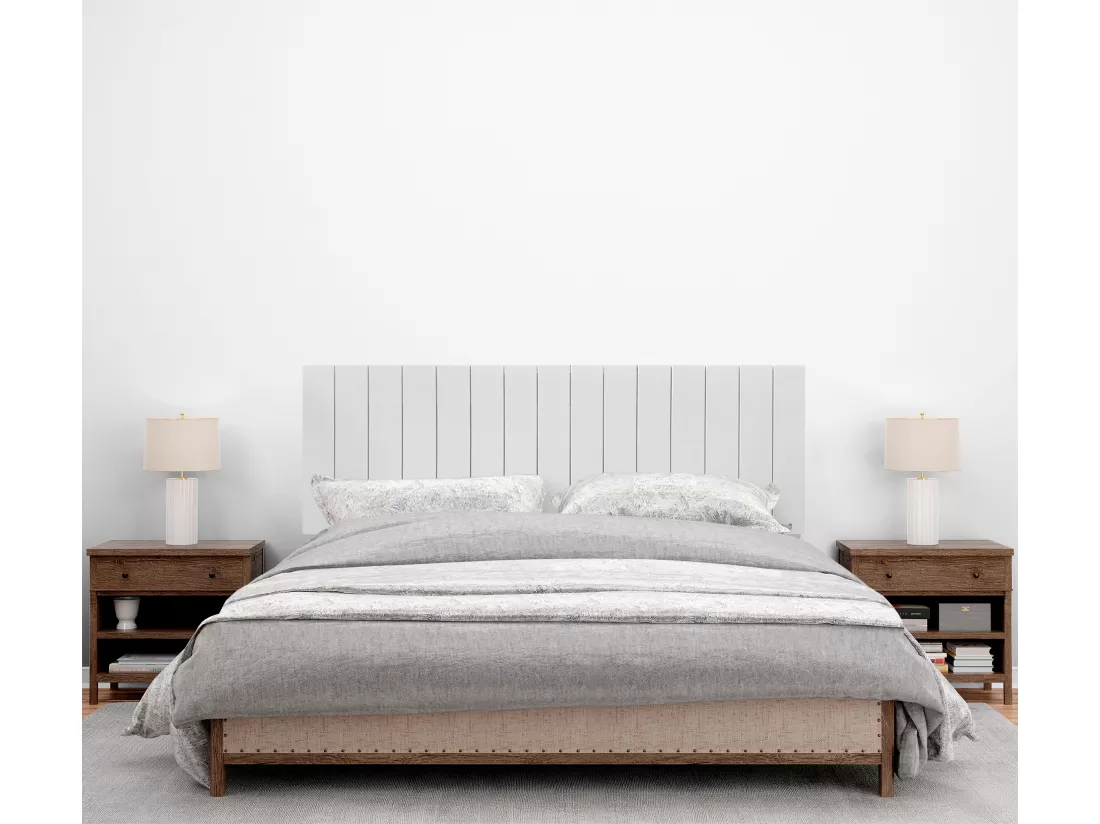DHOME Tête de lit en bois recyclé DM Style Palette Verticale 145x46 Lits 135/140 - Blanc Solide