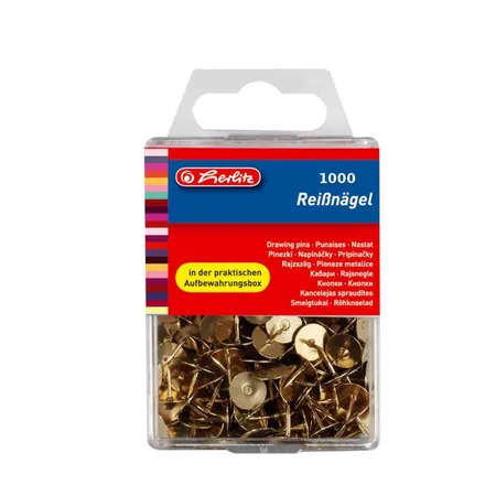 Herlitz Reißnägel / Reißzwecken vermessingt, 1000 Stück
