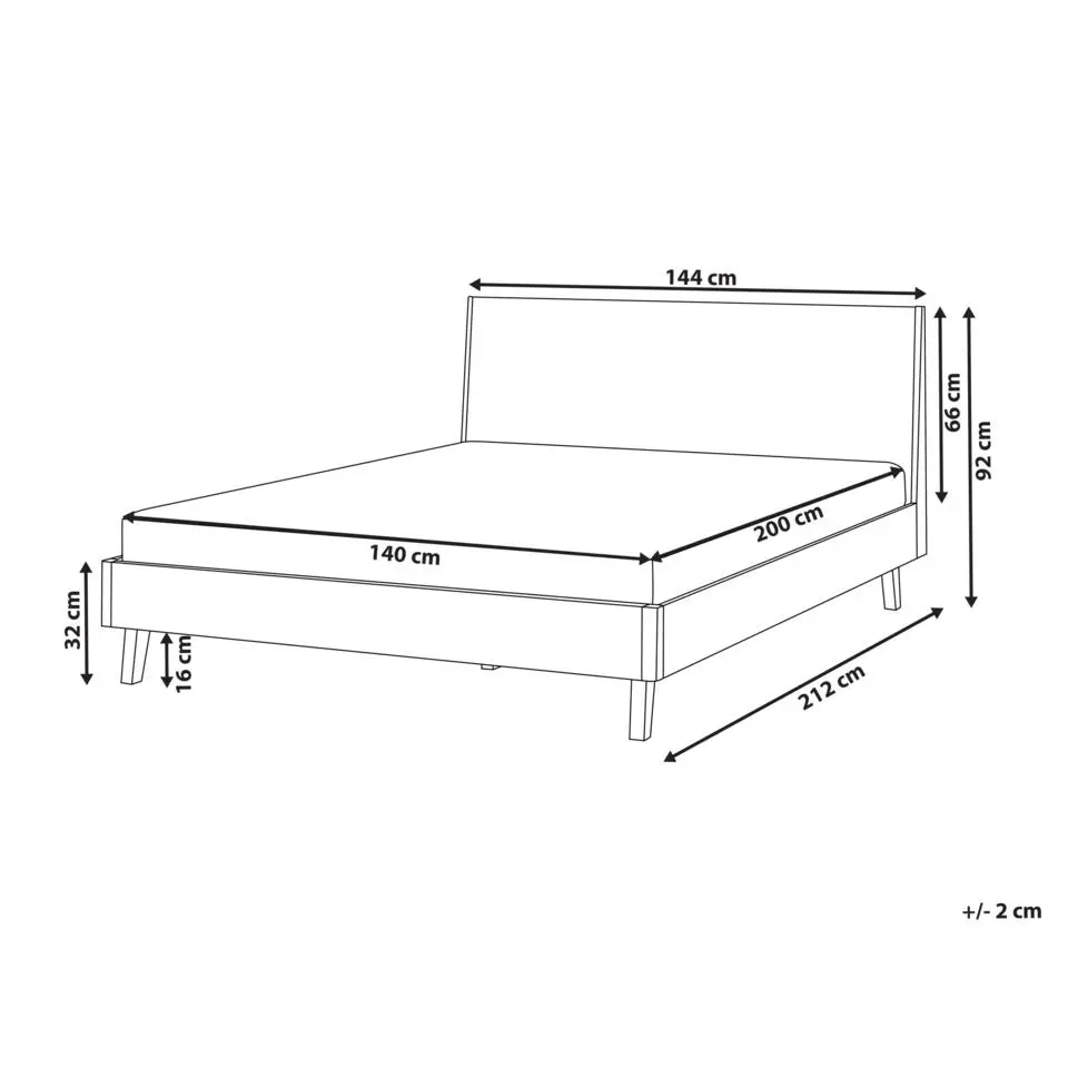 WIZERNES - Tweepersoonsbed - Lichtbruin - 140 x 200 cm - MDF