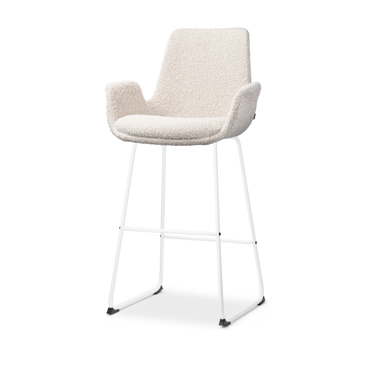 Barkruk Nino-Eef bouclé beige - wit onderstel - 75 cm