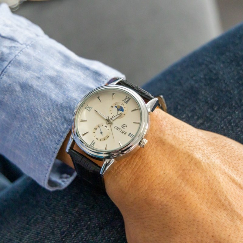 Montre Homme CHTIME bracelet Cuir Noir