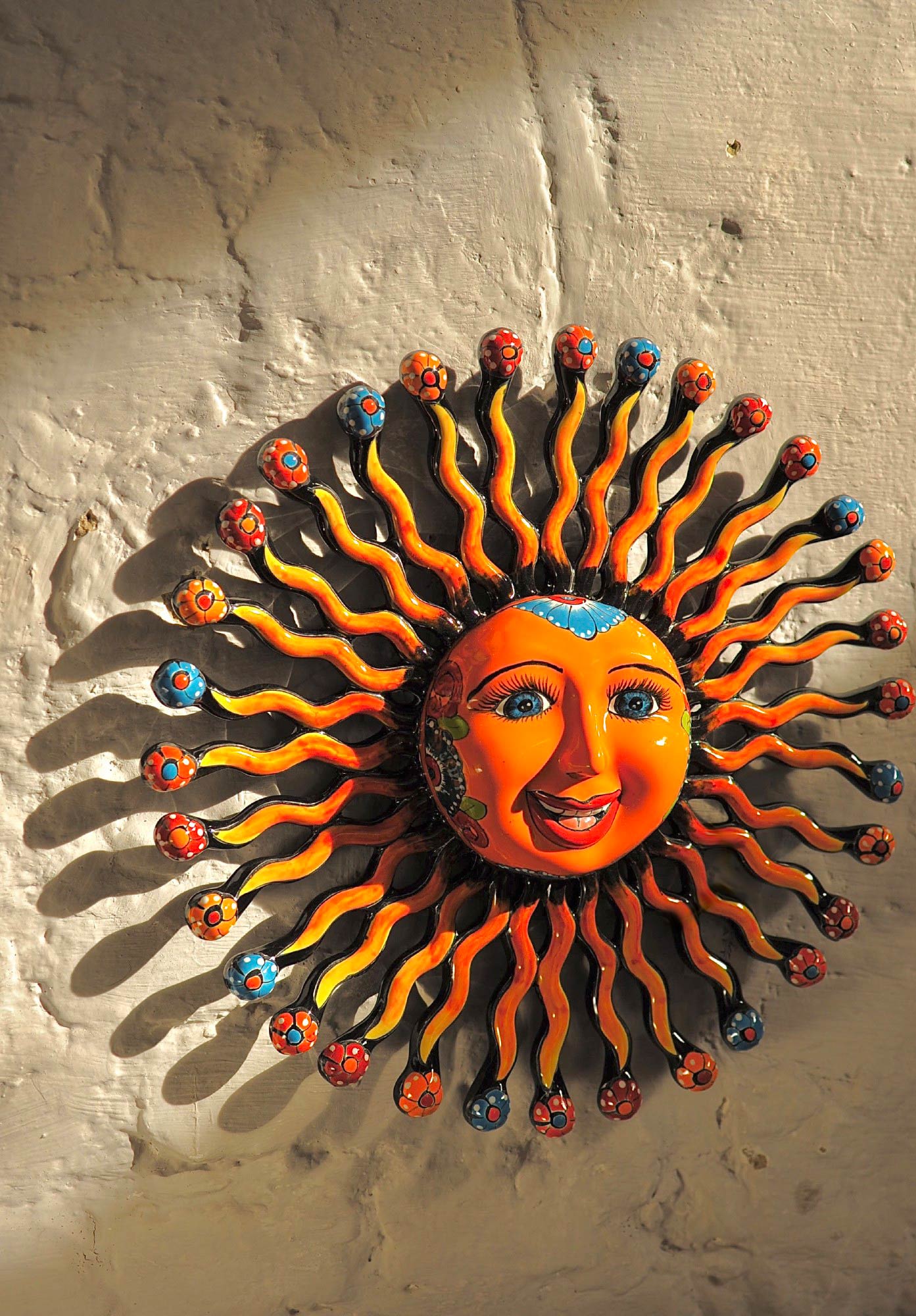 Keramik-Wandschmuck 'Rayos', multicolor, Ø 42 cm, L 5 cm von fischer's lagerhaus