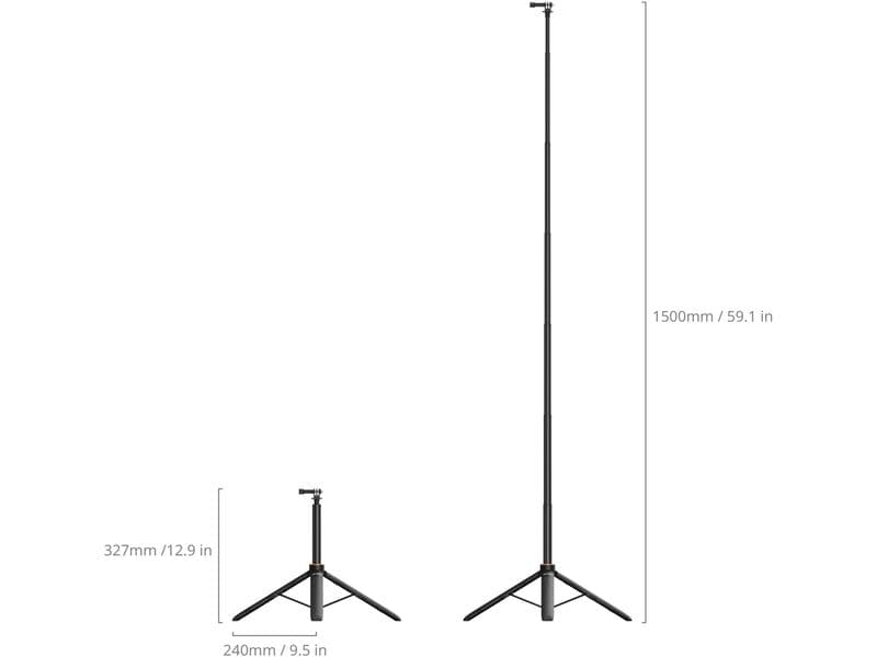 Smallrig VT-08 Mount Support for Action Cameras Höhenverstellbarer Selfie-Stick mit integriertem Mini-Stativ