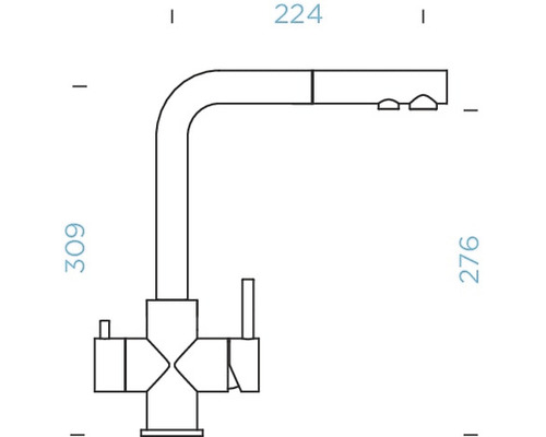 Keukenkraan met eengreepsmengkraan VITUS RVS afwerking 560120