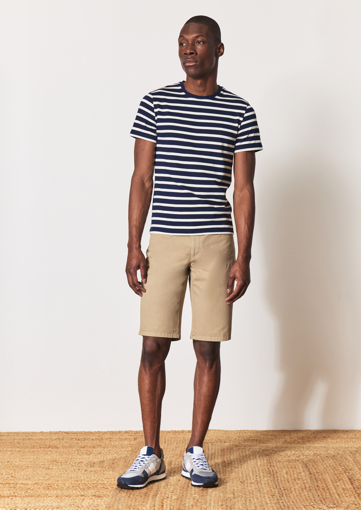 Bermuda en coton uni beige foncé