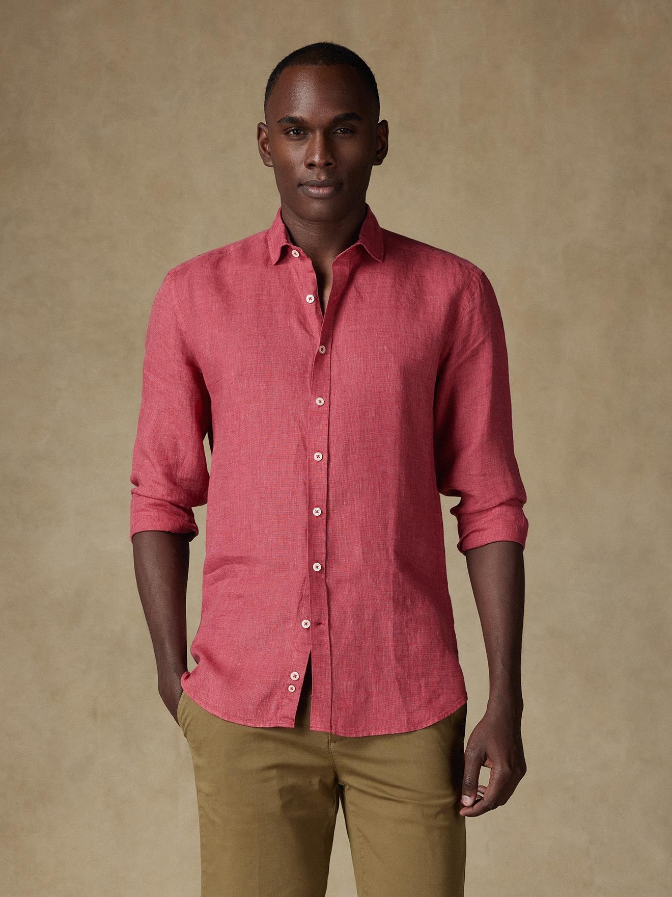 Chemise Olaf en lin fuchsia