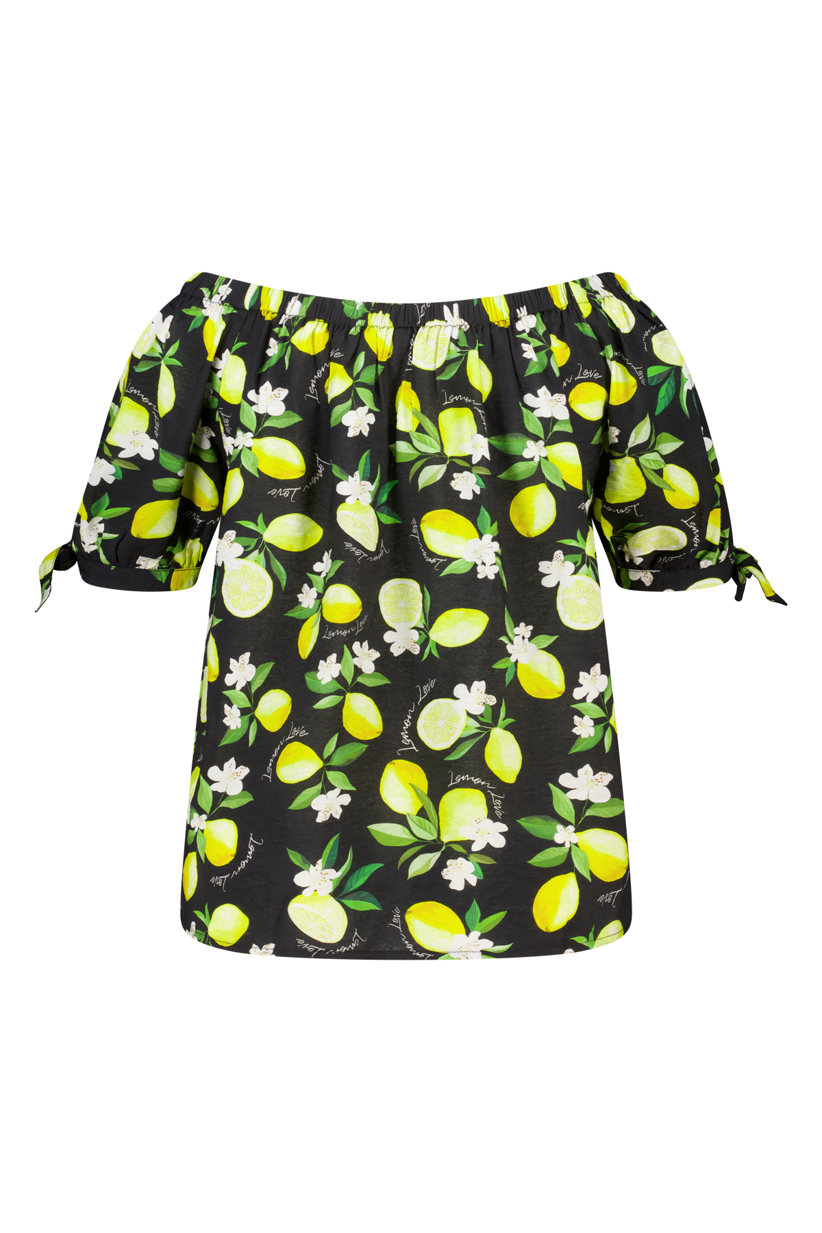 Off-shoulder blouse met print Multi zwart-wit