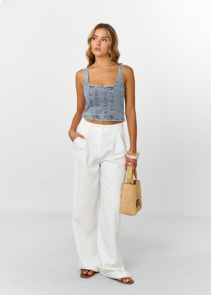 Yadi denim top blauw