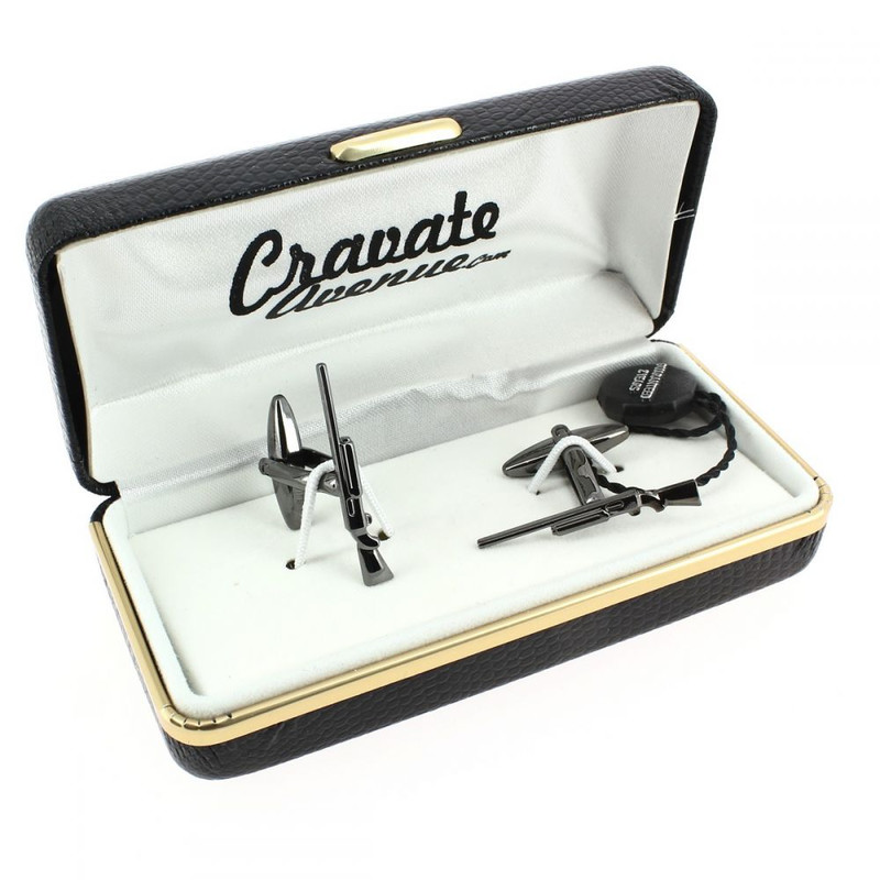 Boutons de manchette, fusil de chasse