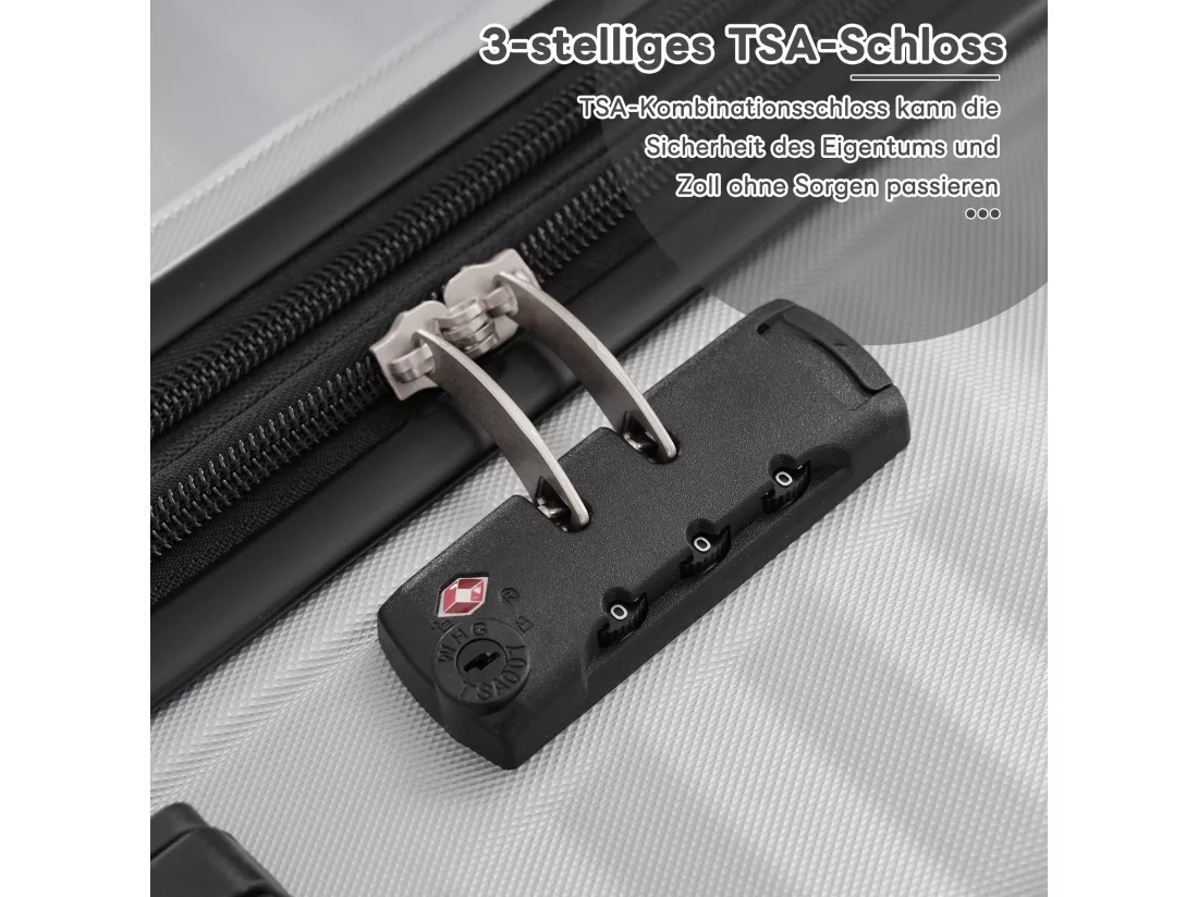 Ensemble de Bagage à main 3 pièces M&L&XL - en matériau ABS - valises à coque rigide - gris