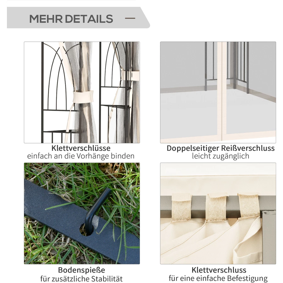 Outsunny Gartenpavillon mit Doppeldach cremeweiß