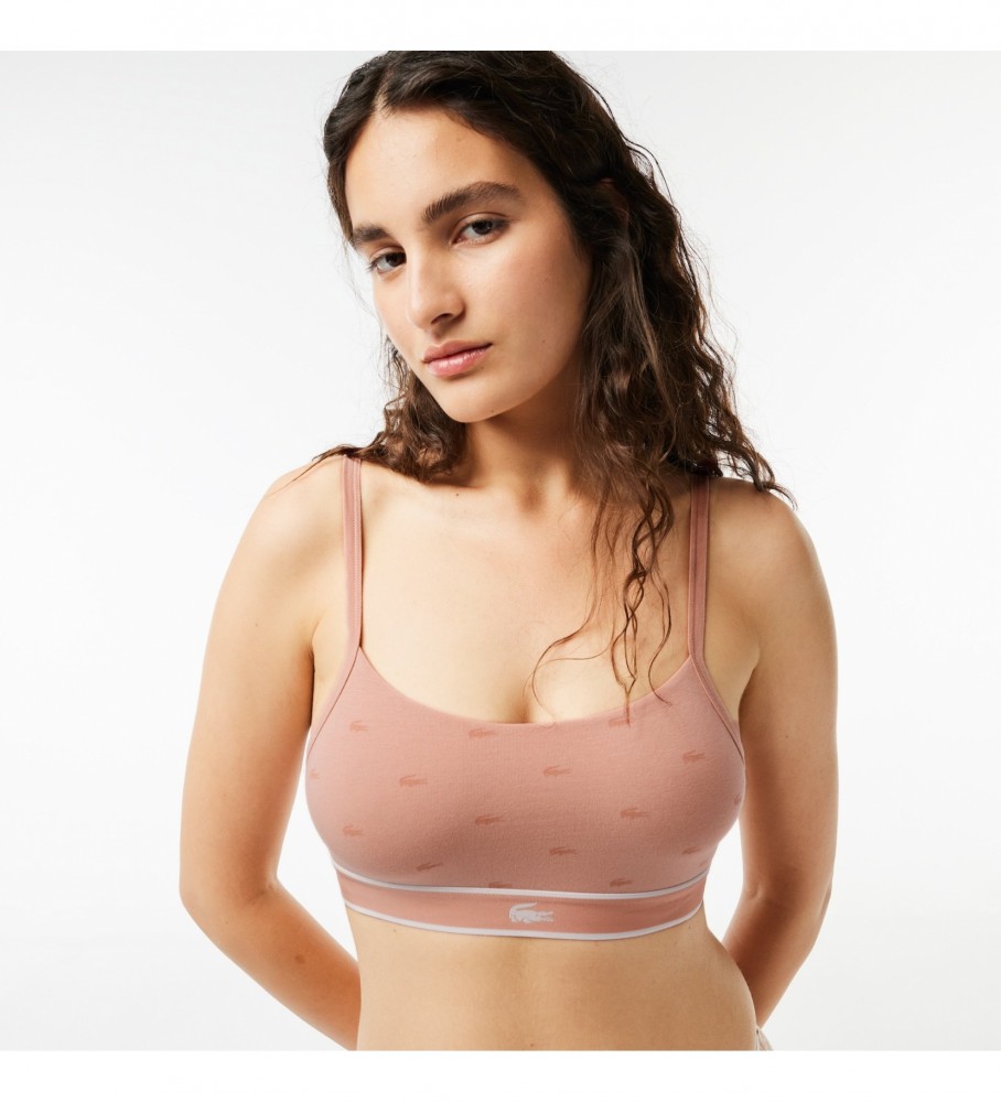 Sutiã esportivo Lacoste com estampa rosa