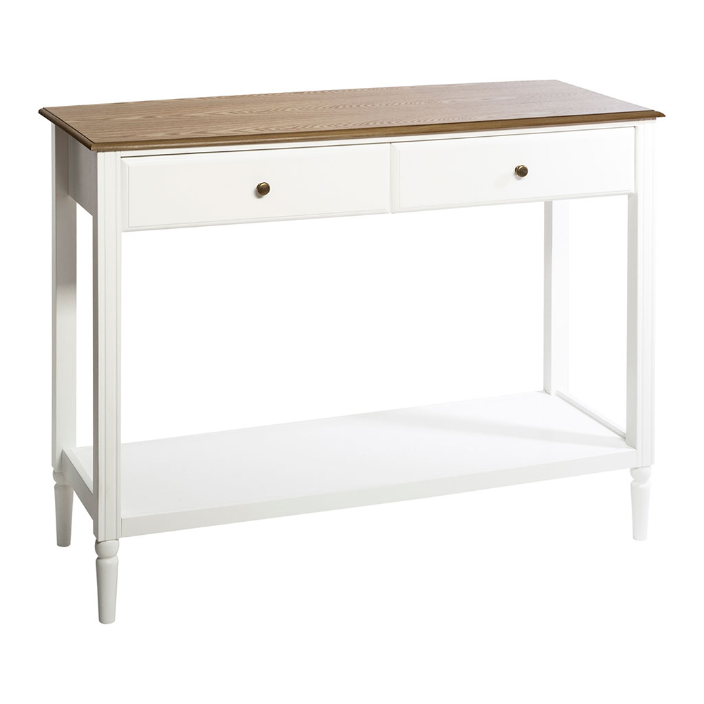 Console romance SOLEN 2 tiroirs blanche 110x85x40cm