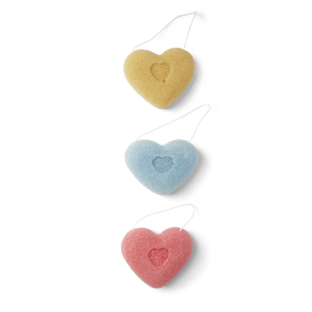 Lot de 3 éponges konjac coeur - 3 modèles