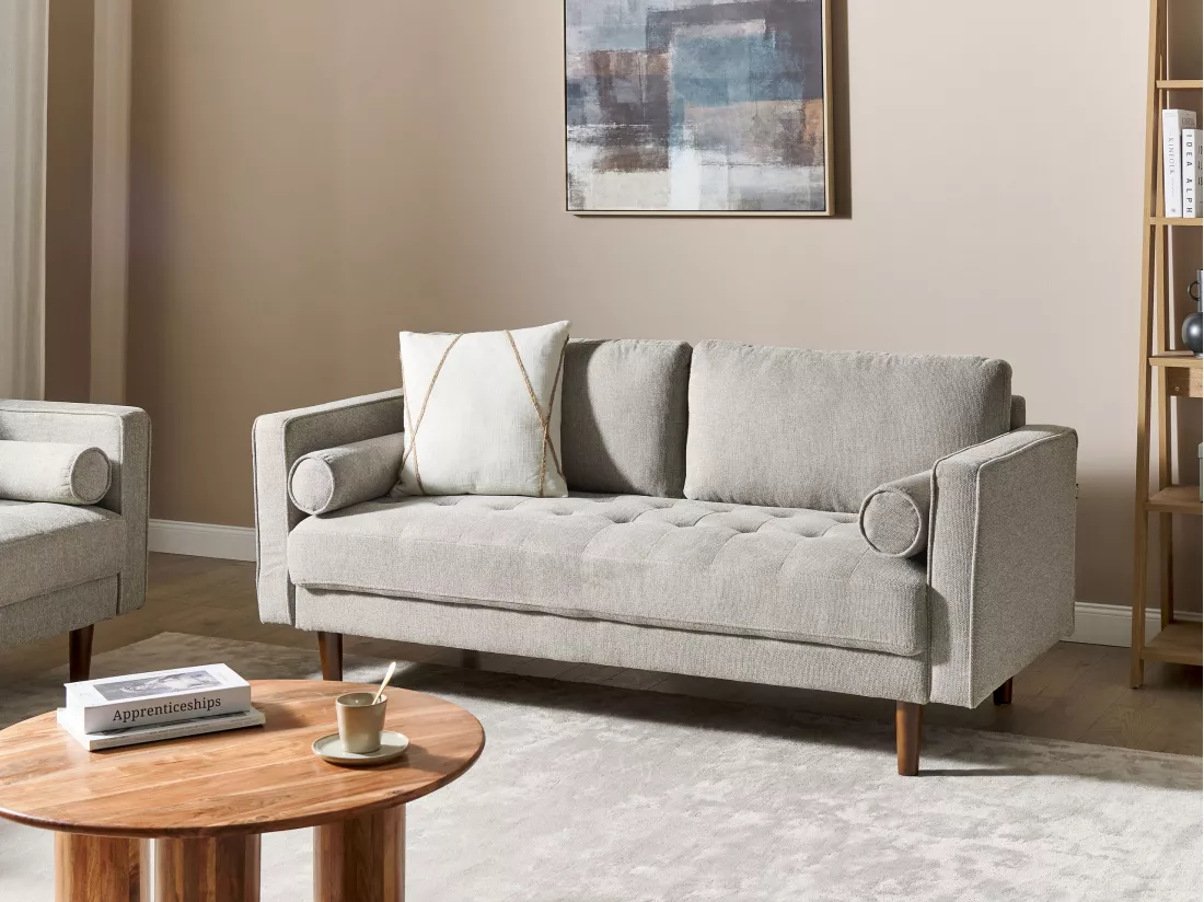Canapé 3 places en tissu taupe NURMO