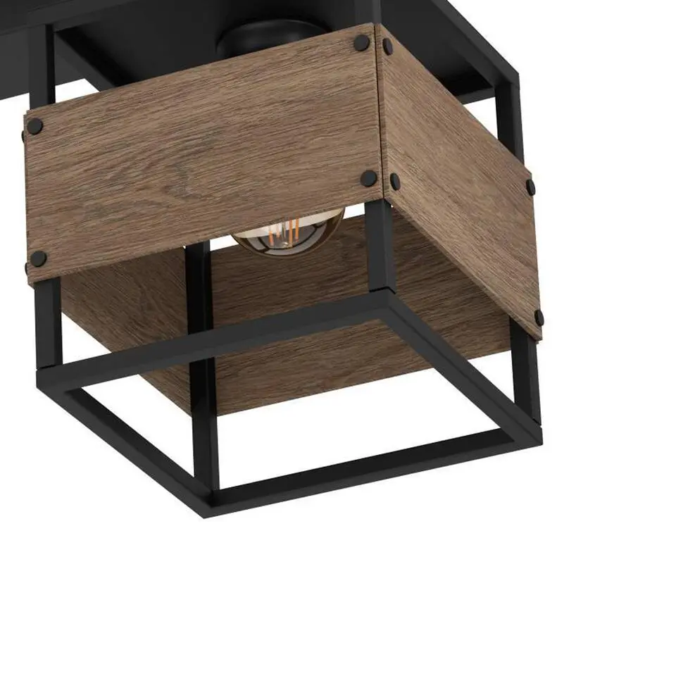 EGLO Evesham Plafondlamp - E27 - 87,5 cm - Zwart/Bruin - Hout