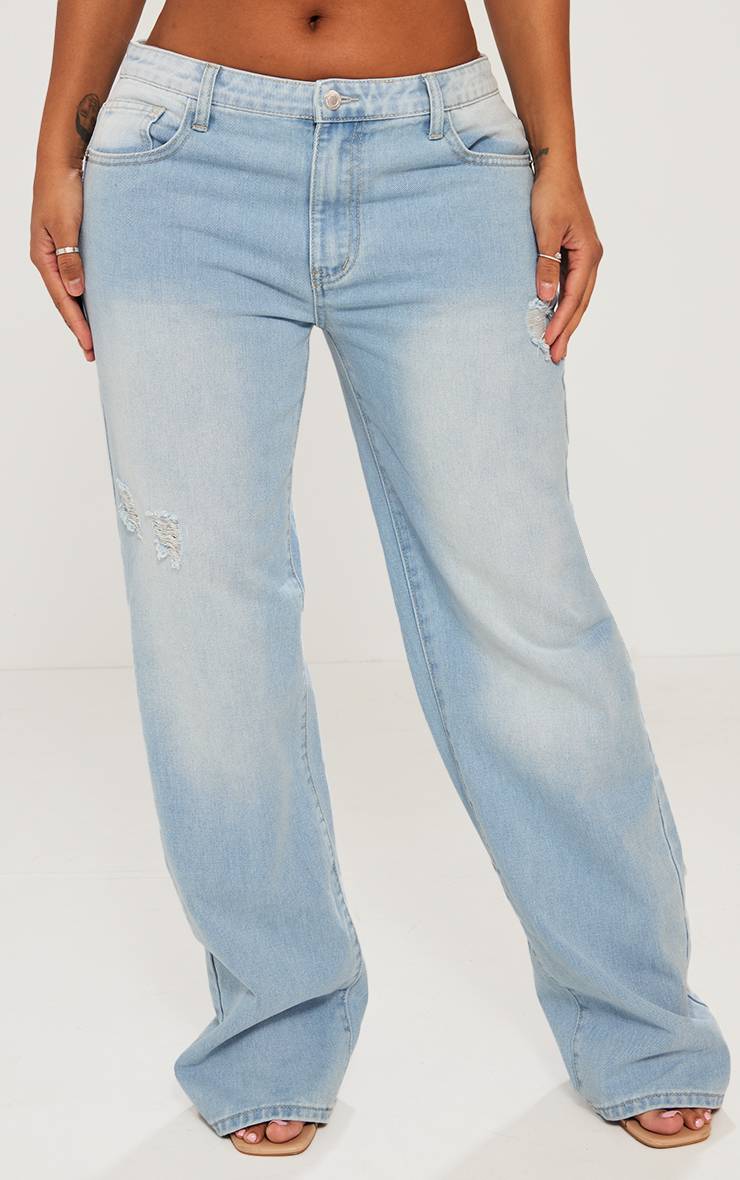 Bleu Clair Jean En Denim Coupe Large Shape