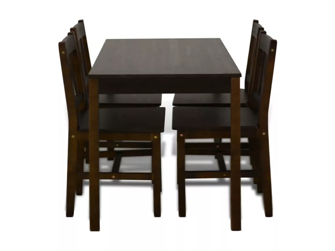 Table de salle à manger avec 4 chaises Marron
