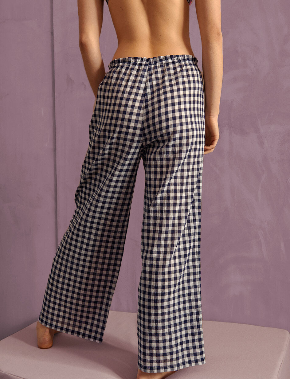 Pantalon gaucho - vichy bleu marine
