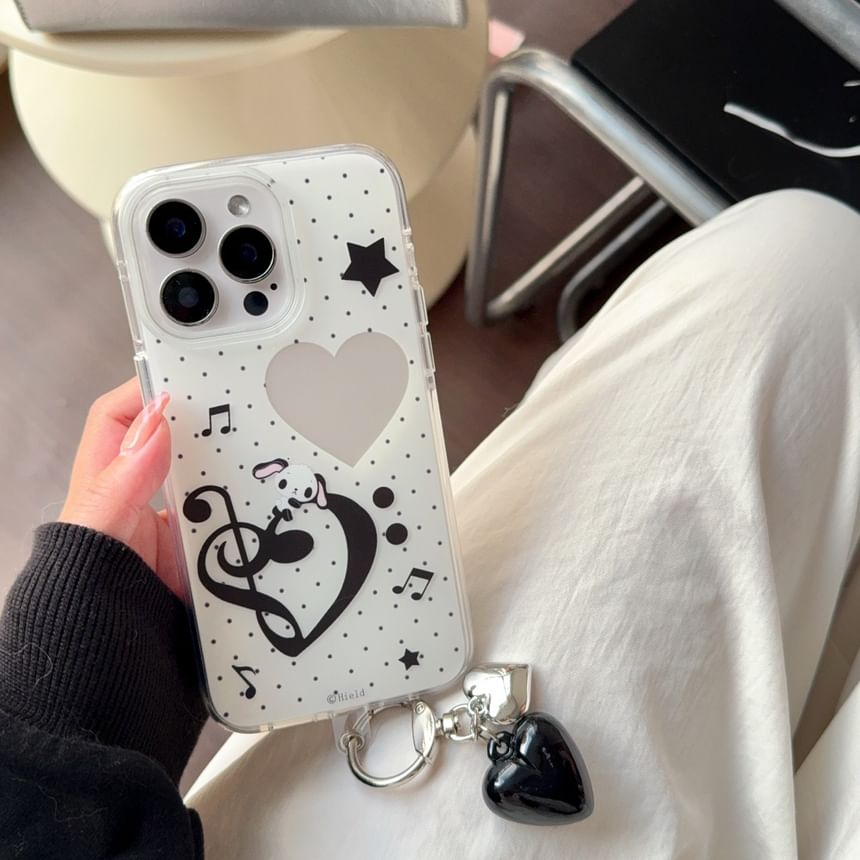 Pixel Dream - Muzieknoot Gestippelde Telefoonhoes / Charm / Set - Apple iPhone 16 Pro Max / 16 Pro / 16 Plus / 16 / 15 Pro Max / 15 Pro / 15 Plus / 15 / 14 Pro Max / 14 Pro / 14 Plus / 14 / SE / 13 Pro Max / 13 Pro / 13